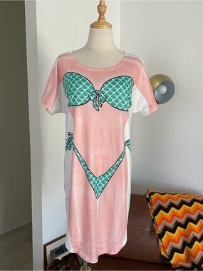 Bikini Short Sleeve Mini T-Shirt Coverup Dress